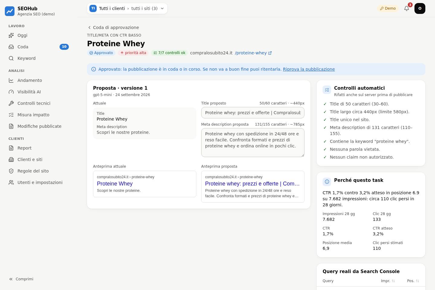 Revisione di una bozza con controlli automatici e anteprima su Google